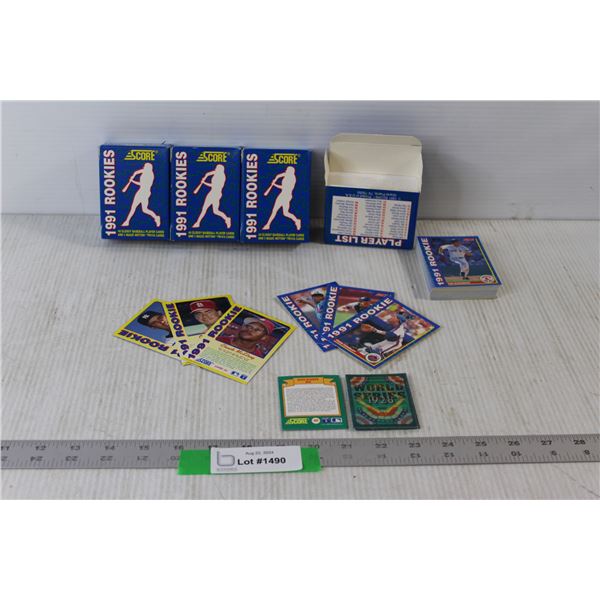 (4) Score 1991 Rookies 40 Glossy Baseball Player Cards 5 Magic Motion Trivia Cards