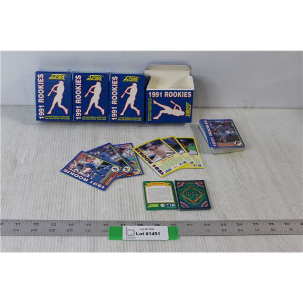 (4) Score 1991 Rookies 40 Glossy Baseball Player Cards 5 Magic Motion Trivia Cards