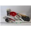 Image 1 : Betty Crocker Plastic Strainer, Whisk, Wooden Rolling Pin, Grater, Assorted Kitchen Items