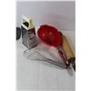 Image 2 : Betty Crocker Plastic Strainer, Whisk, Wooden Rolling Pin, Grater, Assorted Kitchen Items