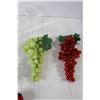 Image 2 : Fruit Bowl, (2) Artificial Grapes, Artificial Glass Strawberry, Artificial Glass Apple