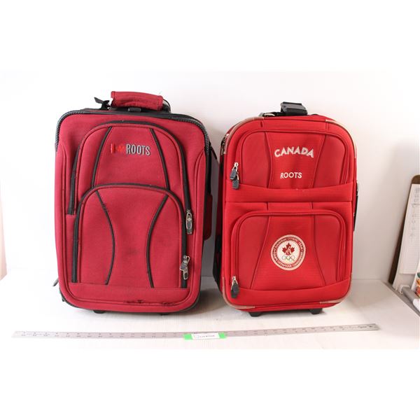 (2) Roots Red Suitcases - One with Olympic Symbol