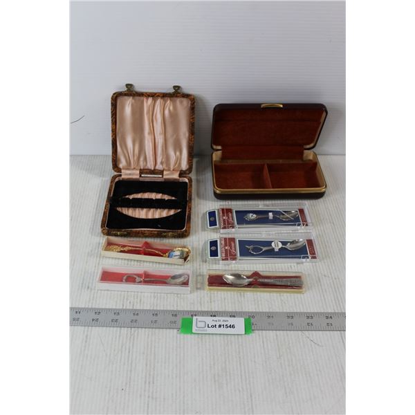 (5) Decorative Spoons, (2) Jewelry Cases