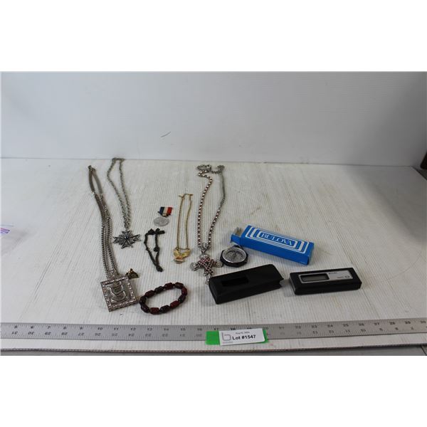 Bulova Alarm Clock, Assorted Accessories And Jewelry