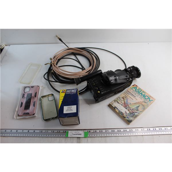 Sony Video Camera - As Is, Untested, (3) Assorted Phone Cases and Assorted Items