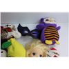 Image 3 : (7) Assorted Plush Toys, Dora Bag, (2) Dolls, Face Mask and Toy Gun
