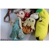 Image 5 : (7) Assorted Plush Toys, Dora Bag, (2) Dolls, Face Mask and Toy Gun