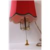 Image 3 : Vintage Swag Lamp w/Red Shade - 21" x 13" - Works