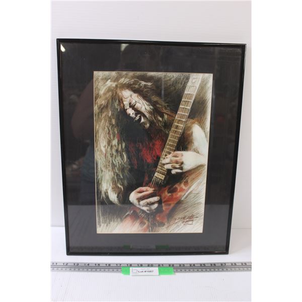 Pastel Art Rock Guitar Picture in Frame - 20" x 16"