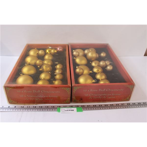 (2) Christmas Tree Glass Ornaments in Boxes - Some Wear