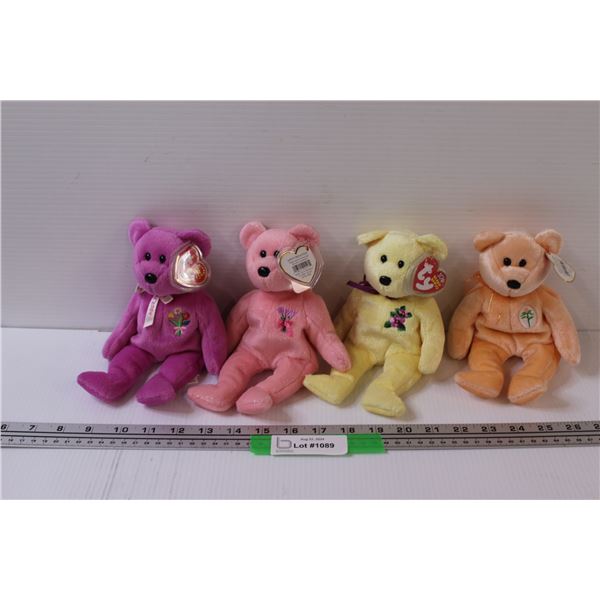 (4) Floral Edition TY Beanie Babies