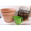 Image 1 : (6) Metal Outdoor Hanging Plant Basket & Watering Can & Extra Large Planting Pot