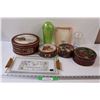 Image 1 : (4) Storage Tins, 50th Anniversary Serving Tray, (2) Water Bottles, & Picture Frame