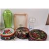 Image 4 : (4) Storage Tins, 50th Anniversary Serving Tray, (2) Water Bottles, & Picture Frame