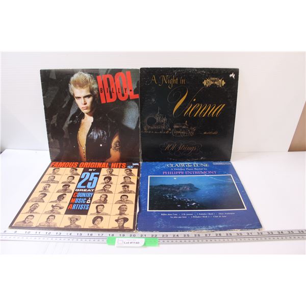 (4) Records: Billy Idol, Vienna, Country Hits, Piano