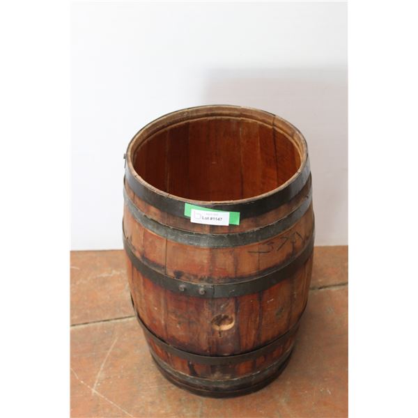 * Wooden Barrel w/Open Top - 13.75" Opening at Top x 22" High