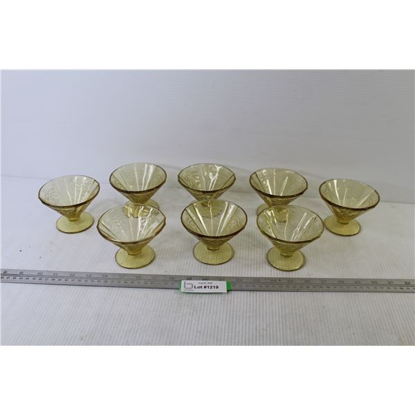 (8) Yellow Depression Glass Dessert Dishes