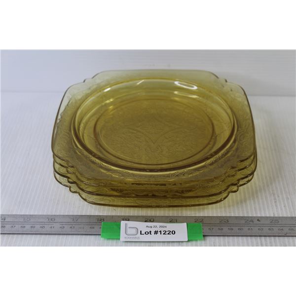 (4) Yellow Depression Glass Plates