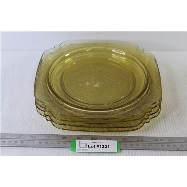 (4) Yellow Depression Glass Plates