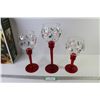 Image 1 : Painted Glass Candle Holders - Set of Three