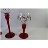 Image 2 : Painted Glass Candle Holders - Set of Three