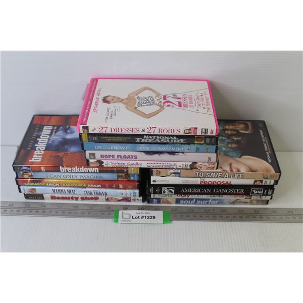 (15) DVDs - Sixteen Candles - National Treasure - Soul Surfer - Breakdown - Kangaroo Jack - The Prop