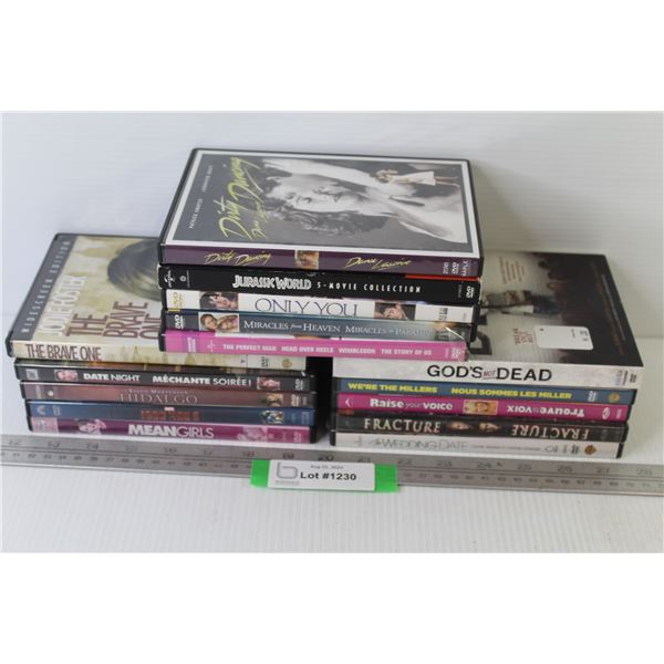 (15) DVDs - Hidalgo - Mean Girls - Dirty Dancing - Date Night - Iron Man 3 - Jurassic World