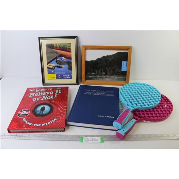 (2) Plastic Rackets - Ripley's Believe It or Not Book - The Days of Our Years Book - Empty Picture F