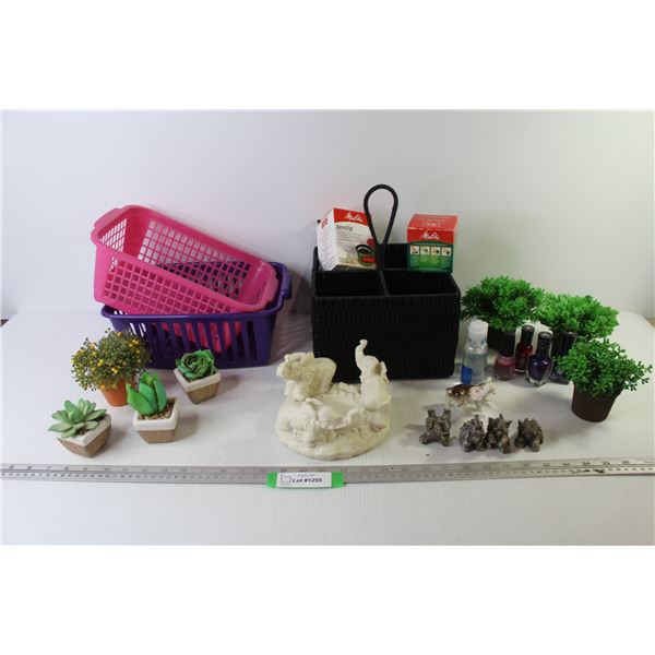 Javajig Coffee Filters - Divided Basket w/Handle - (2) Plastic Baskets - Elephant Candle Holder 