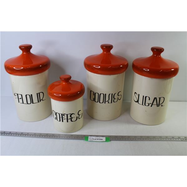 Vintage Ceramic Kitchen Canisters (have chips)