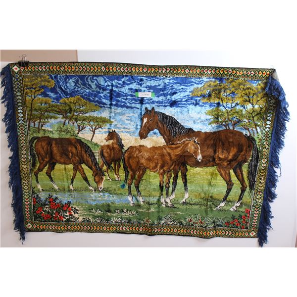 Vintage Horse Carpet w/Frilled Edge (38.5" x 65")