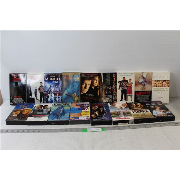 (17) Assorted VHS Movies: Matchstick Men, Miracle, Redheat Belushi, etc.