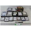Image 1 : (7) Assorted Hard Drives, (7) Assorted Drives, Fuji Cassette 90 DR 10 Pieces, Transcend 2GB Memory S