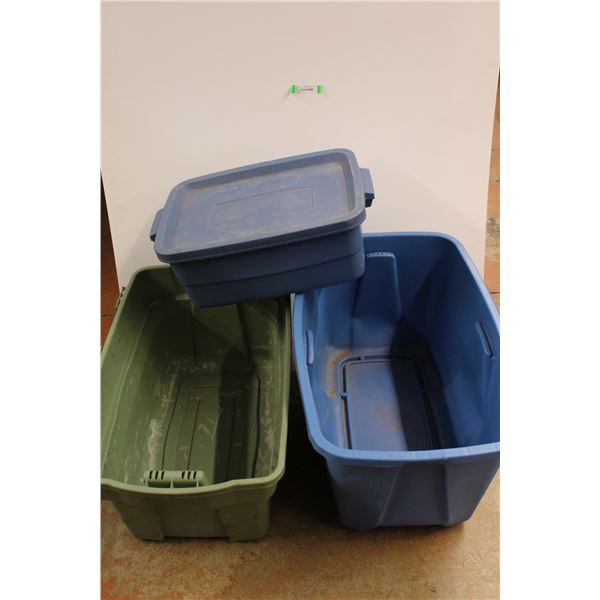 * (2) Big Totes with No Lids, Smaller Tote With Lid