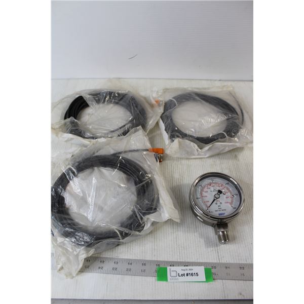 Wika 10000 Lbs Pressure Gauge, (3) IFM Effector Connector Set