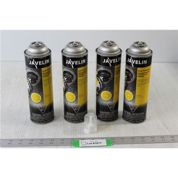 (4) Javelin Drain Deodorizer Spray Cans