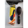 Image 4 : (2) Massage Hair Brushes, (4) Silk Grommet Panels 39ft Water Spray Hose and Misc.