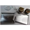 Image 6 : (2) Owl Candle Lights, (2) Trays, Casserole Dish and Bowl
