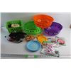 Image 1 : (3) Halloween Bowls, Art Supplies Calgary Flames Piggy Bank Truck and Assorted Items
