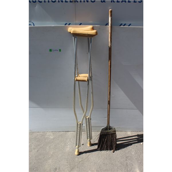 **(2) Adjustable Crutches and Broom