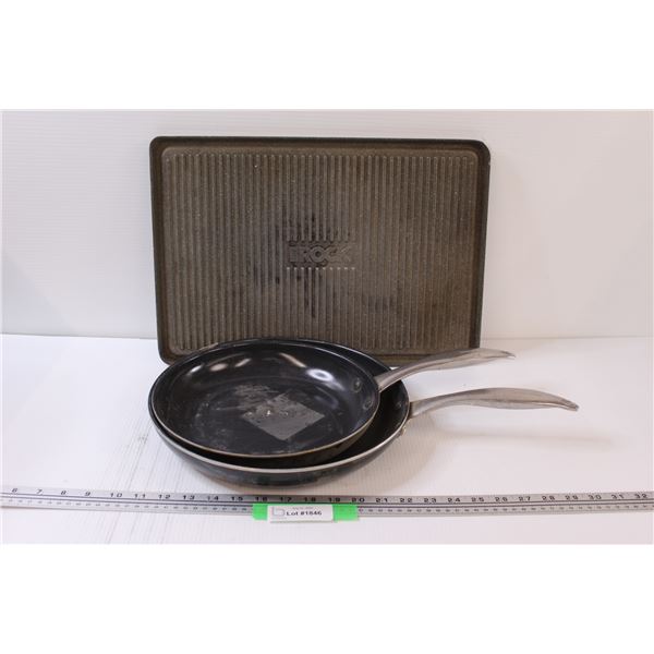 (2) Green Pan Induction Safe Frying Pans & The Rock Grill