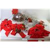 Image 1 : Christmas Decorations - Red Bows - Large Pine Cones