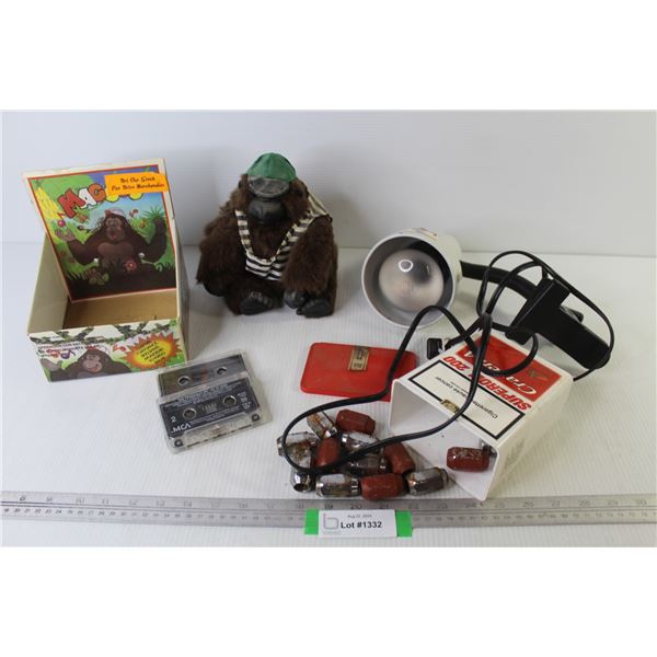 Clamp-on Lamp (working) - Battery Operated Gorilla - Lug Nuts - (2) Cassette Tapes Chris Kross - Tra