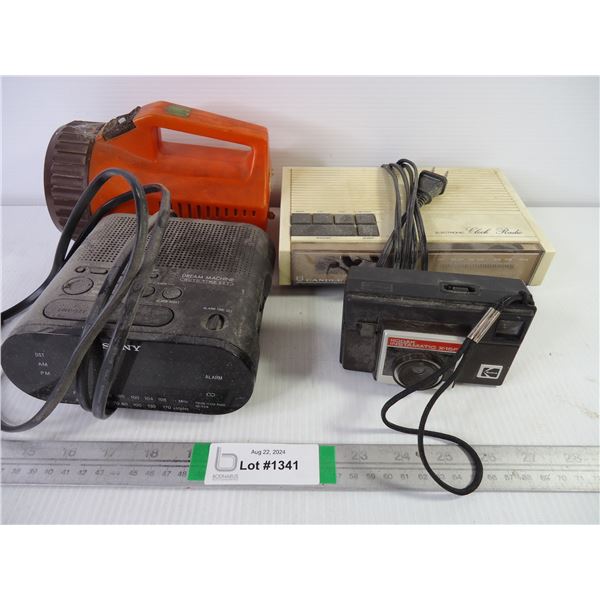 (2) Clock Radios (untested) Kodak Camera and Flashlight
