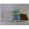 Image 1 : Footed Cake Plate (3) Candy Dishes, Trinket Dish and (4) Coasters