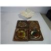 Image 4 : Footed Cake Plate (3) Candy Dishes, Trinket Dish and (4) Coasters