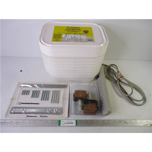 (8) Margarine Containers, Power Bar, Microwave Hanger, Bed Frame Wheels