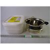 Image 1 : Foley Food Mill and (3) Large Plastic Margarine Containers