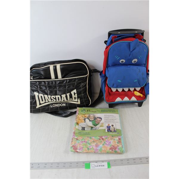 Shark Kids Backpack/Suitcase, Londsdale London Briefcase/Satchel Bag, Priva Mealtime Protector