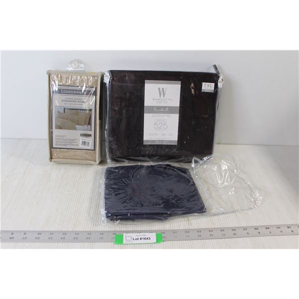 Linenweave Vintage Washed Standard Sham 20" x 25", Wamsutta Twin XL Oversized Flat Sheet, Navy Sham